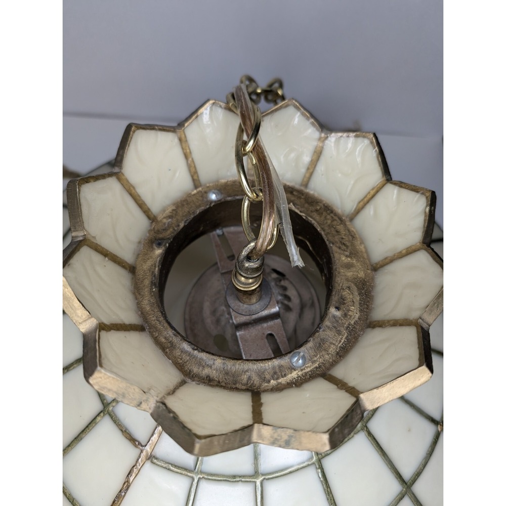 Vintage Tiffany Style Swag Lamp Plastic Hanging Roses Gold Chain WORKS - Picture 5 of 13